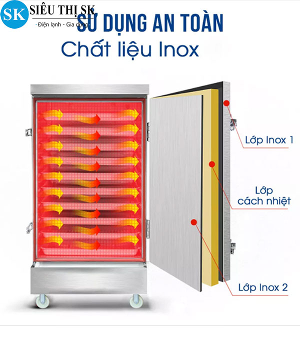 Tủ nấu cơm 4 khay mini bằng điện cao cấp giá rẻ