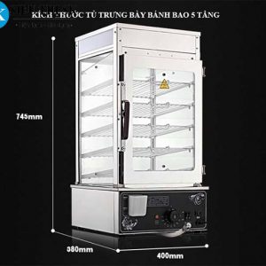Tủ trưng bày bánh bao 5 tầng cao cấp đa năng giá rẻ