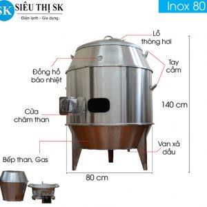 Lò quay vịt inox 80 dùng gas cao cấp hiện đại dễ sử dụng